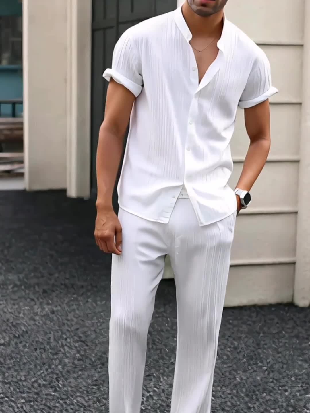 Dario™ – Completo Estivo da Uomo a Righe con Camicia e Pantalone
