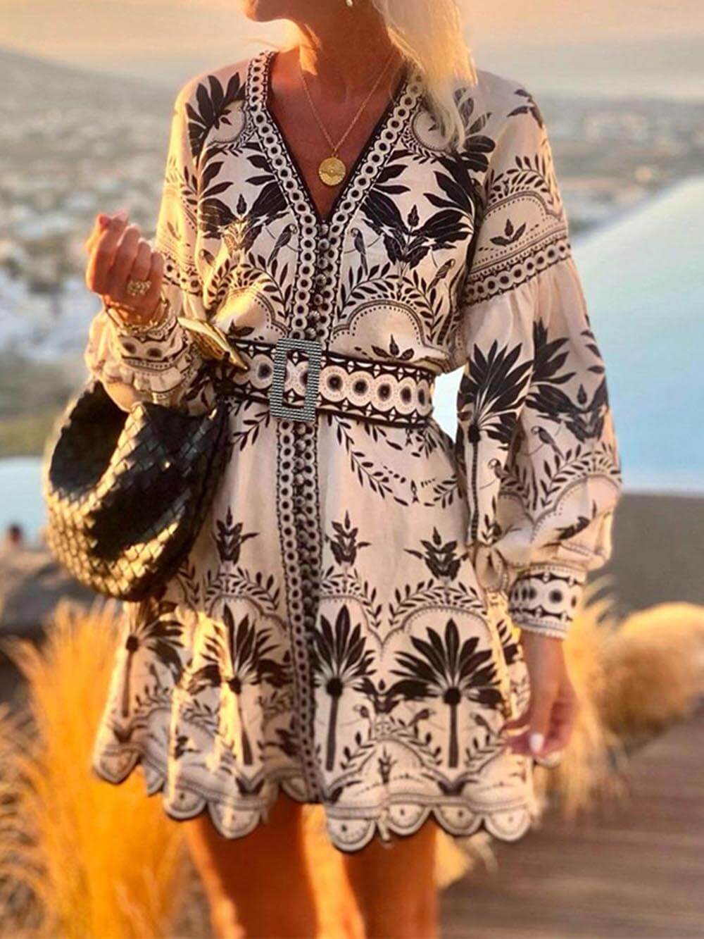 Laila - Abito Mini Lungo da Spiaggia Stampato
