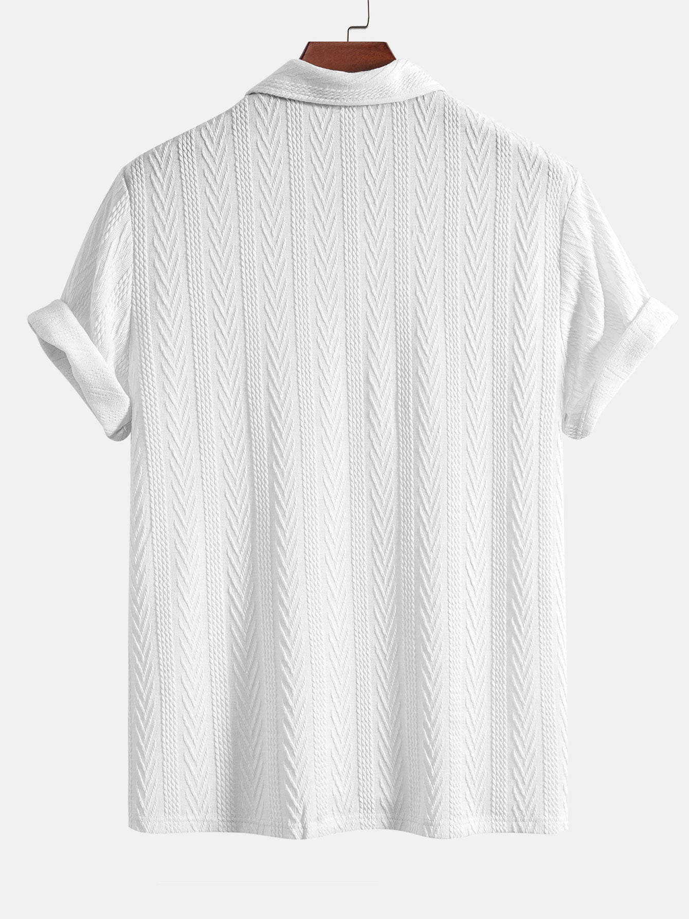 Jacquard Polo Shirt with Short Sleeves and Straight-Cut Ribbed Knit Pants