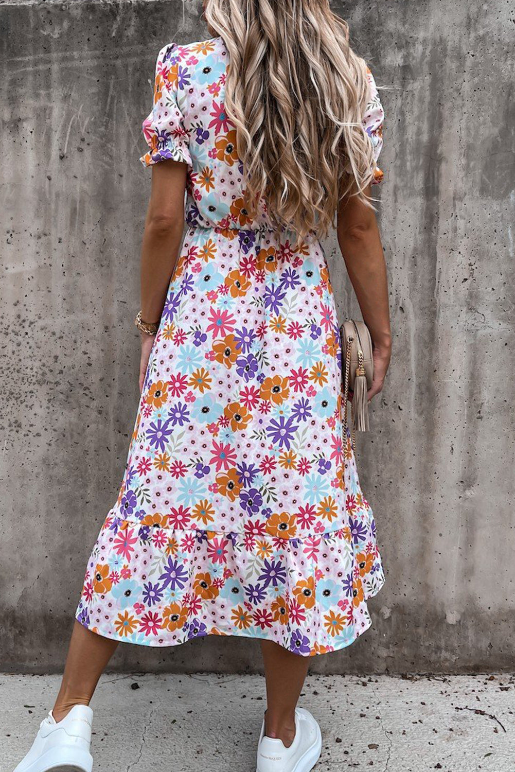 Georgia™ | Maxi Abito Elegante con Fiori e Scollatura a V