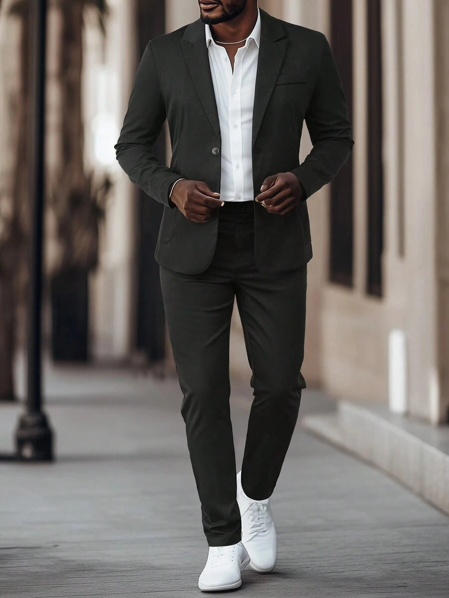 Fabio™ – Completo Uomo Monocolore con Giacca a Tasche e Pantalone Coordinato
