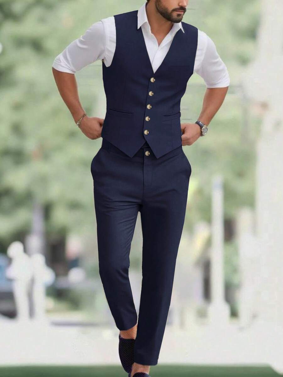 Ettore™ – Set da Uomo con Gilet a V e Pantalone Coordinato
