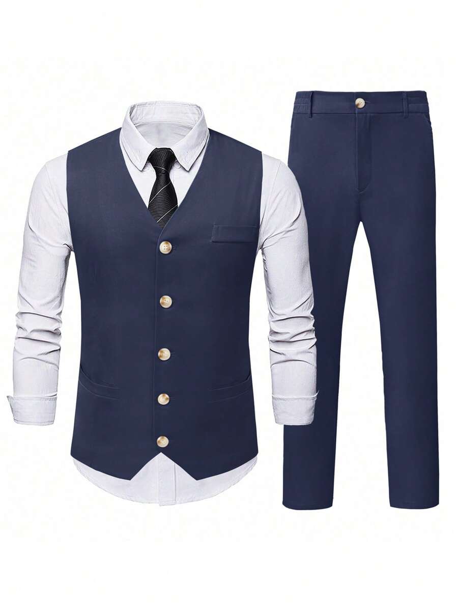 Ettore™ – Set da Uomo con Gilet a V e Pantalone Coordinato