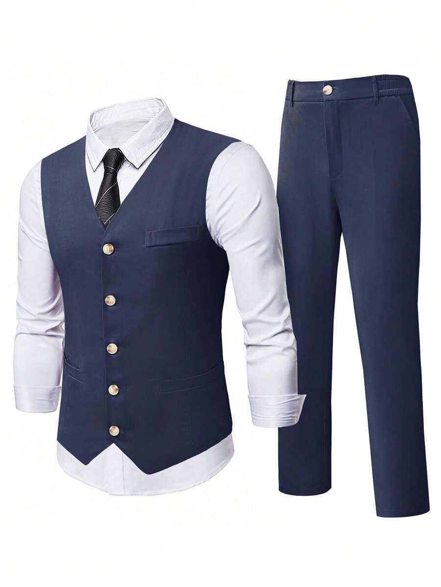 Ettore™ – Set da Uomo con Gilet a V e Pantalone Coordinato