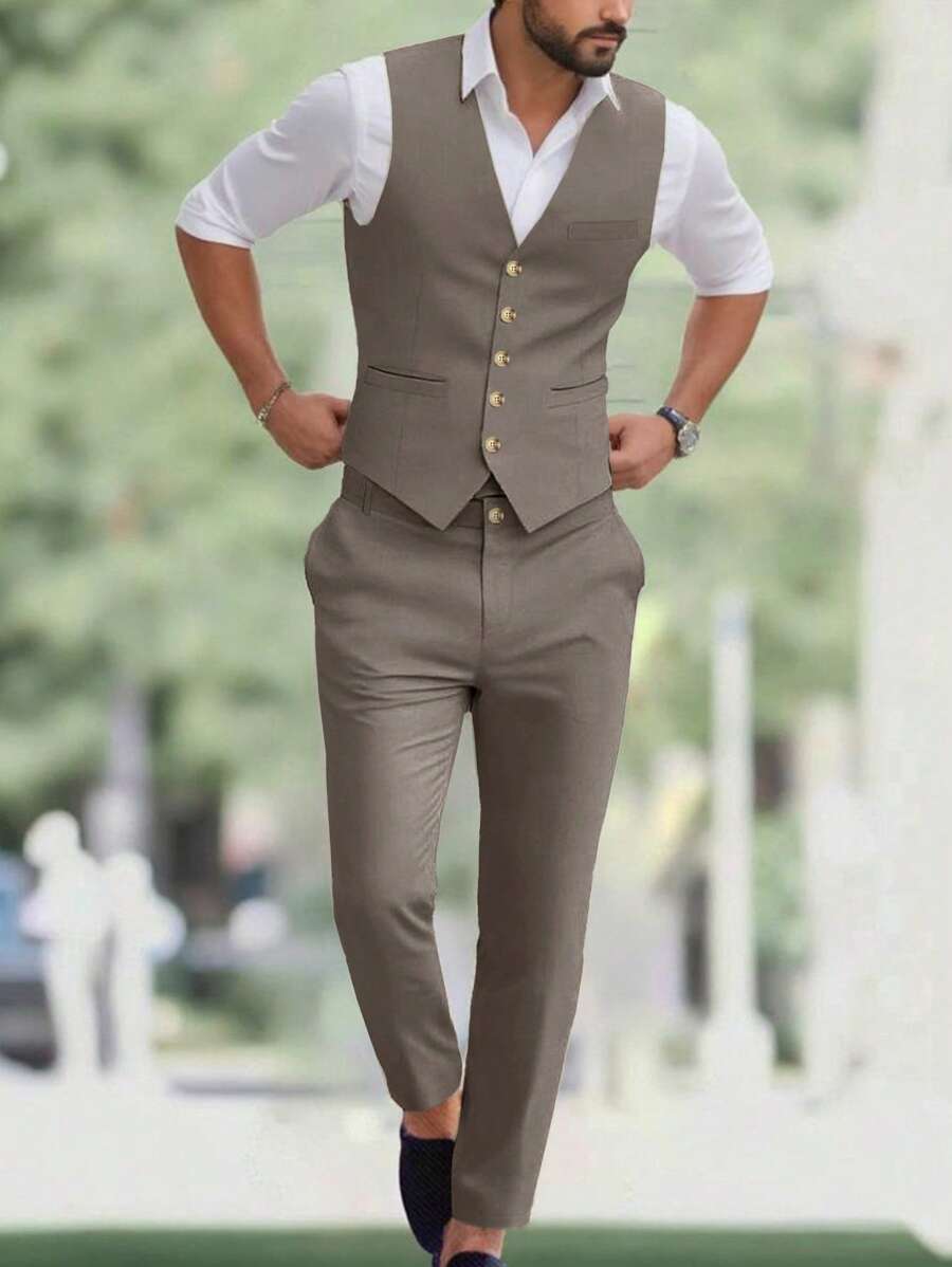Ettore™ – Set da Uomo con Gilet a V e Pantalone Coordinato