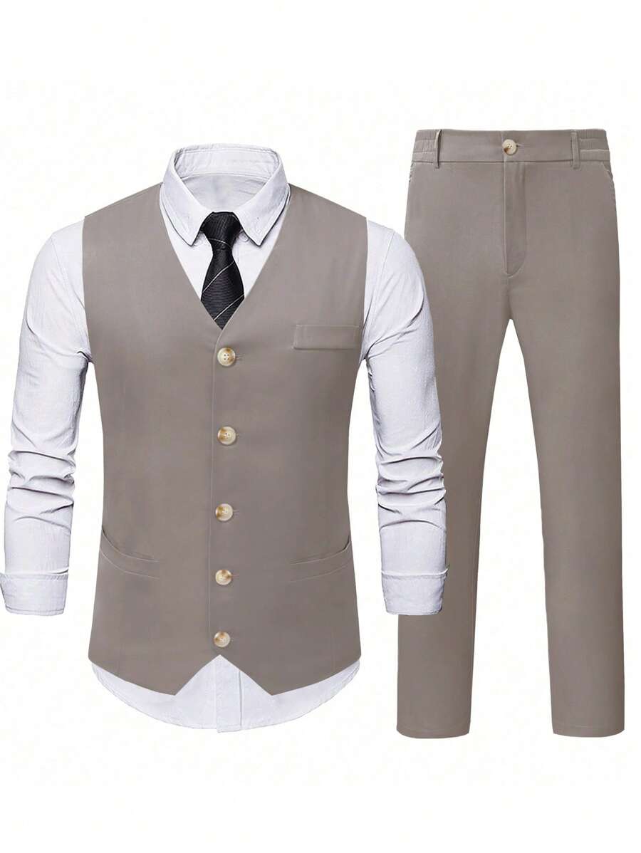Ettore™ – Set da Uomo con Gilet a V e Pantalone Coordinato