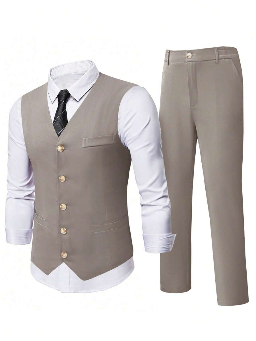 Ettore™ – Set da Uomo con Gilet a V e Pantalone Coordinato