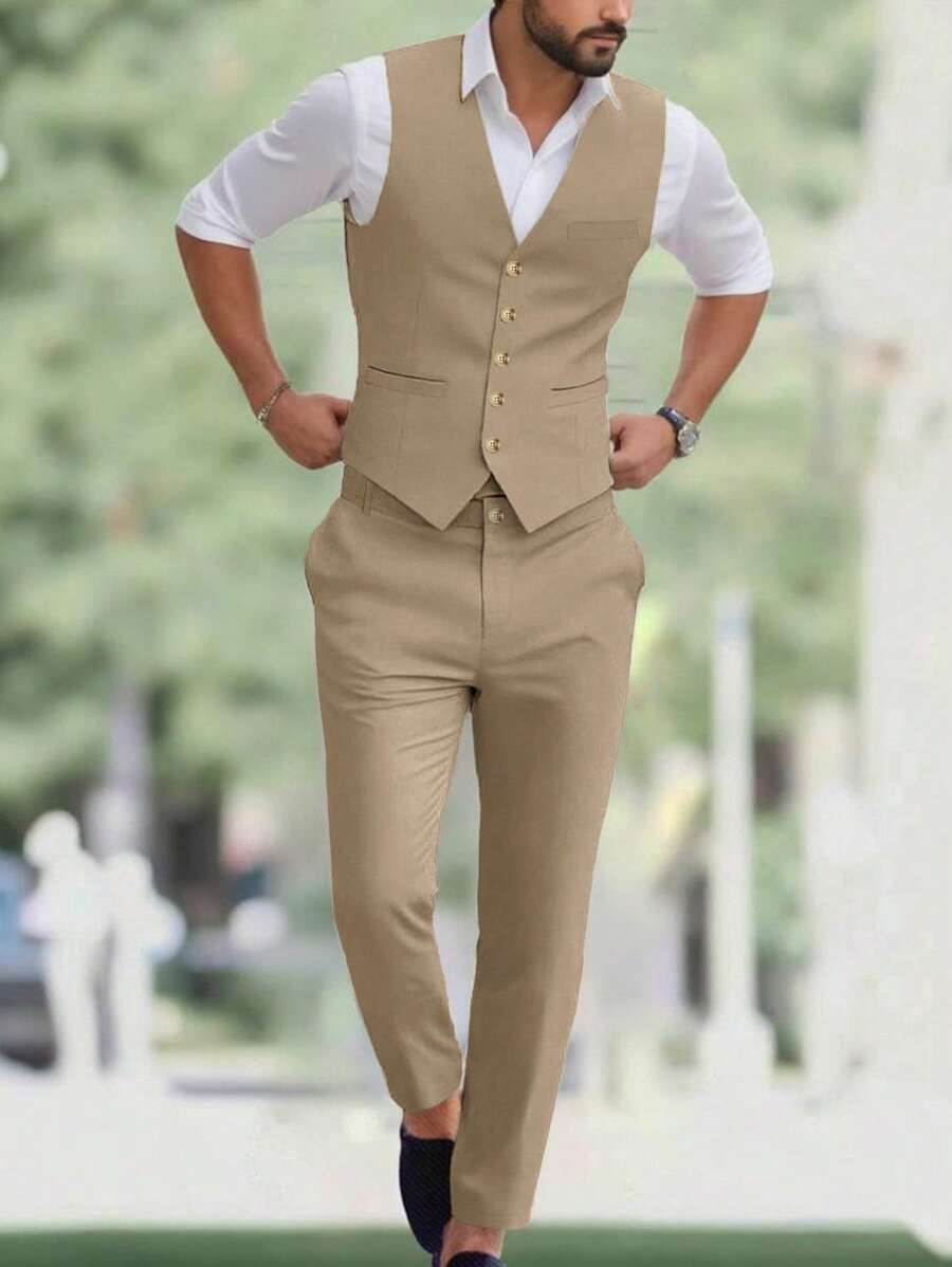 Ettore™ – Set da Uomo con Gilet a V e Pantalone Coordinato