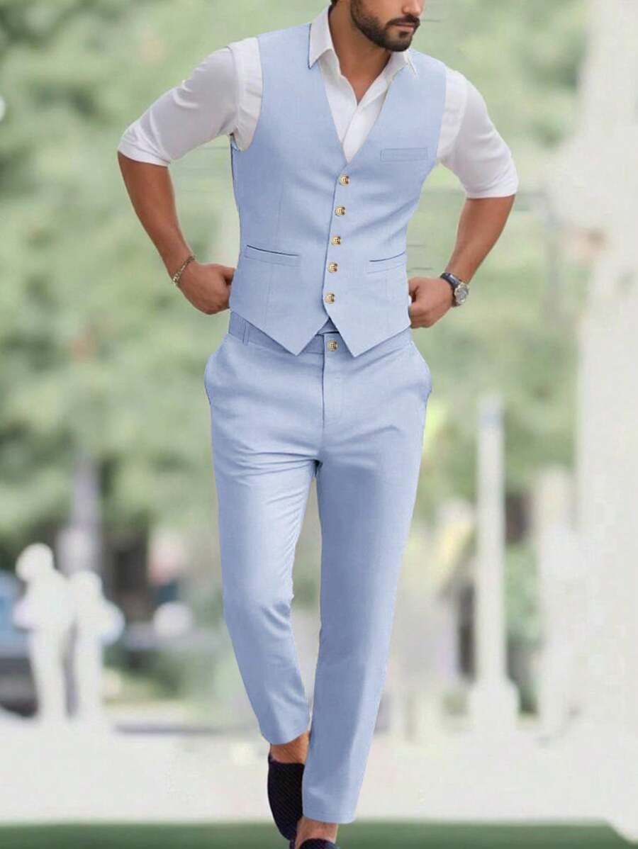 Ettore™ – Set da Uomo con Gilet a V e Pantalone Coordinato