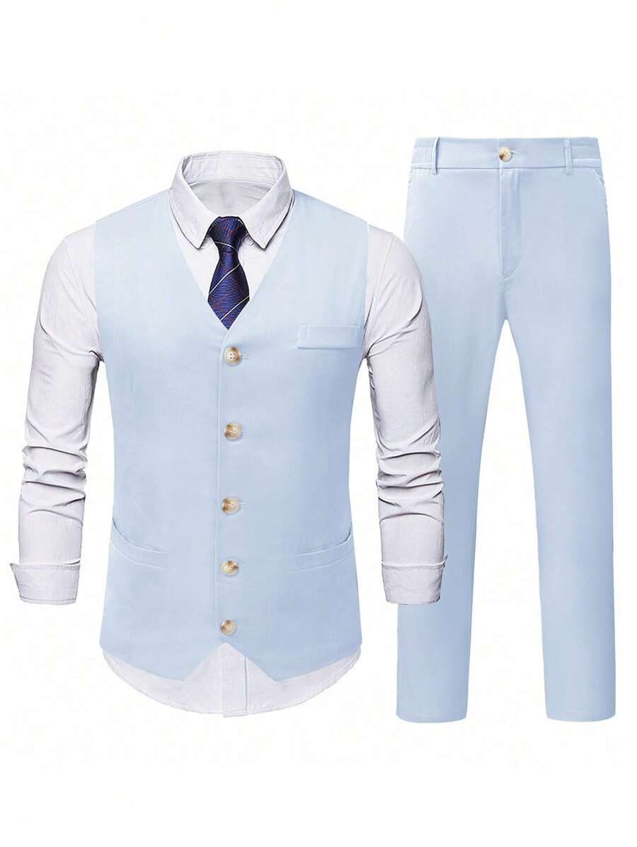 Ettore™ – Set da Uomo con Gilet a V e Pantalone Coordinato