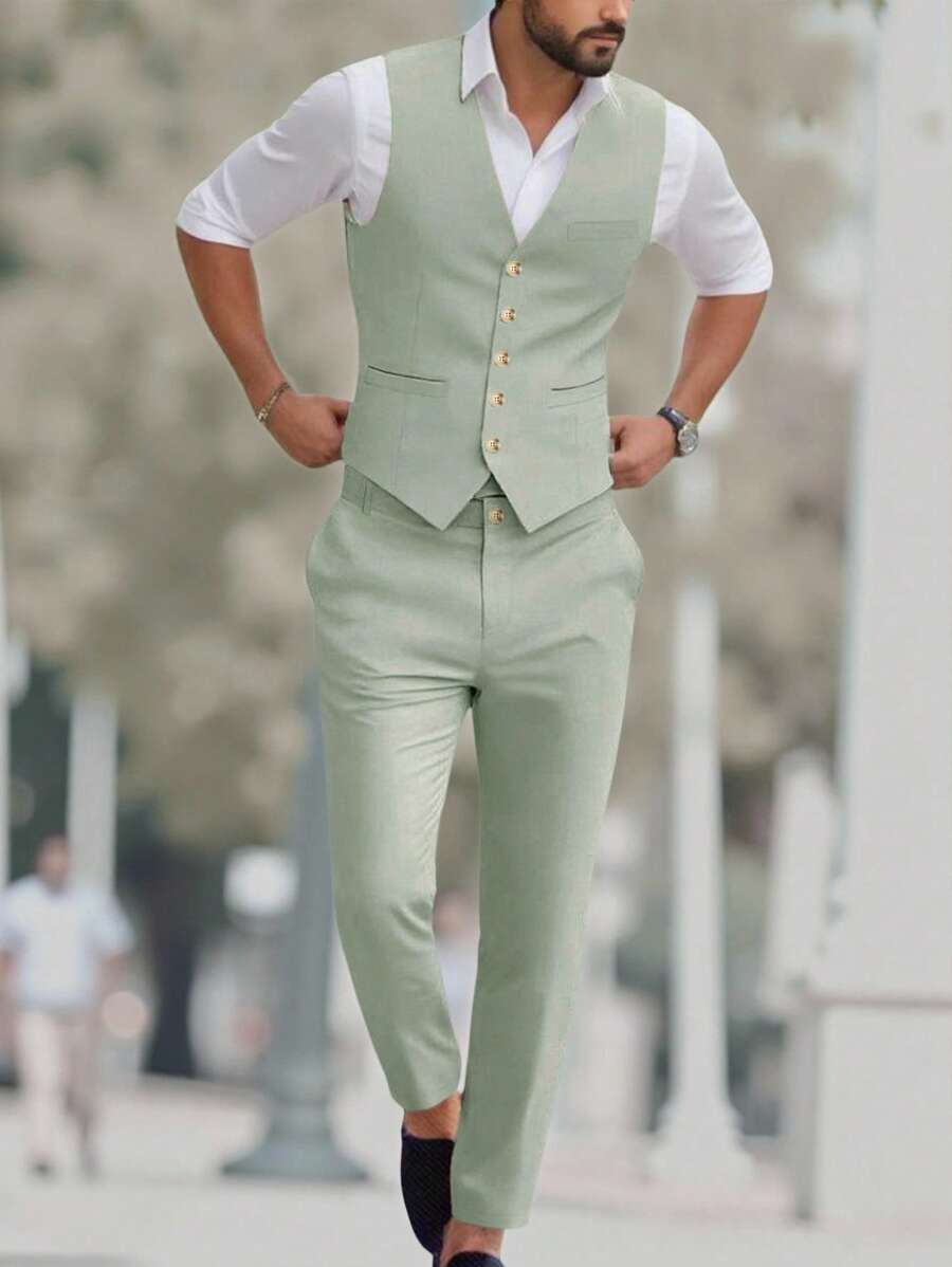 Ettore™ – Set da Uomo con Gilet a V e Pantalone Coordinato