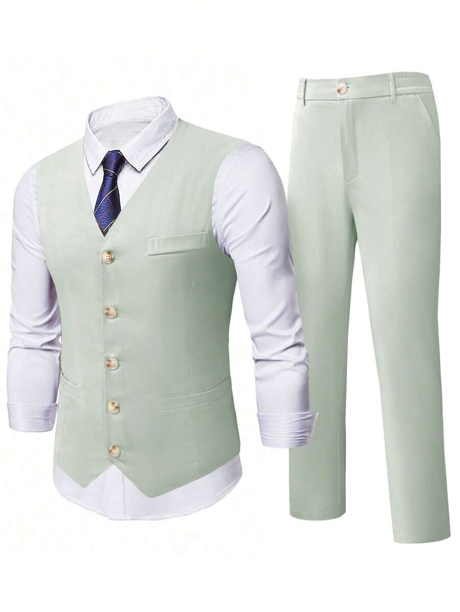 Ettore™ – Set da Uomo con Gilet a V e Pantalone Coordinato