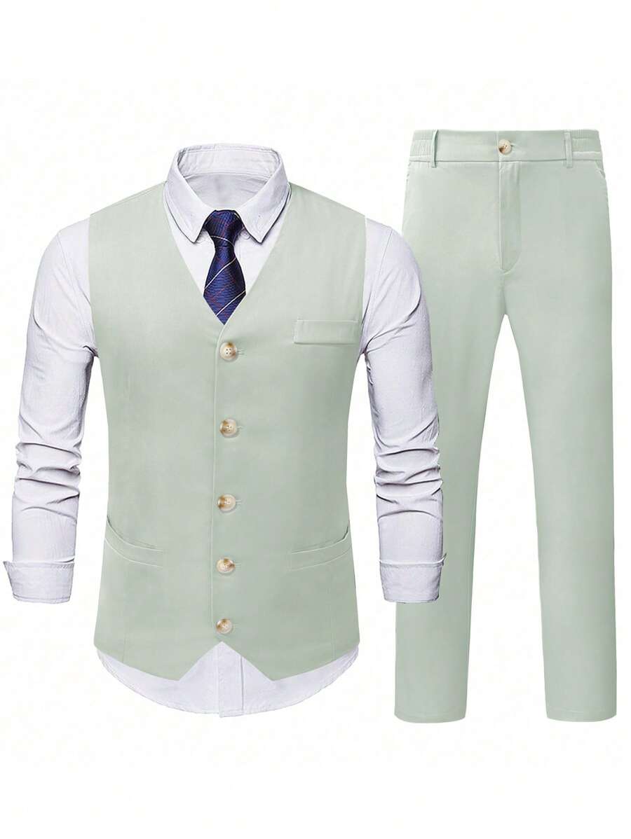 Ettore™ – Set da Uomo con Gilet a V e Pantalone Coordinato