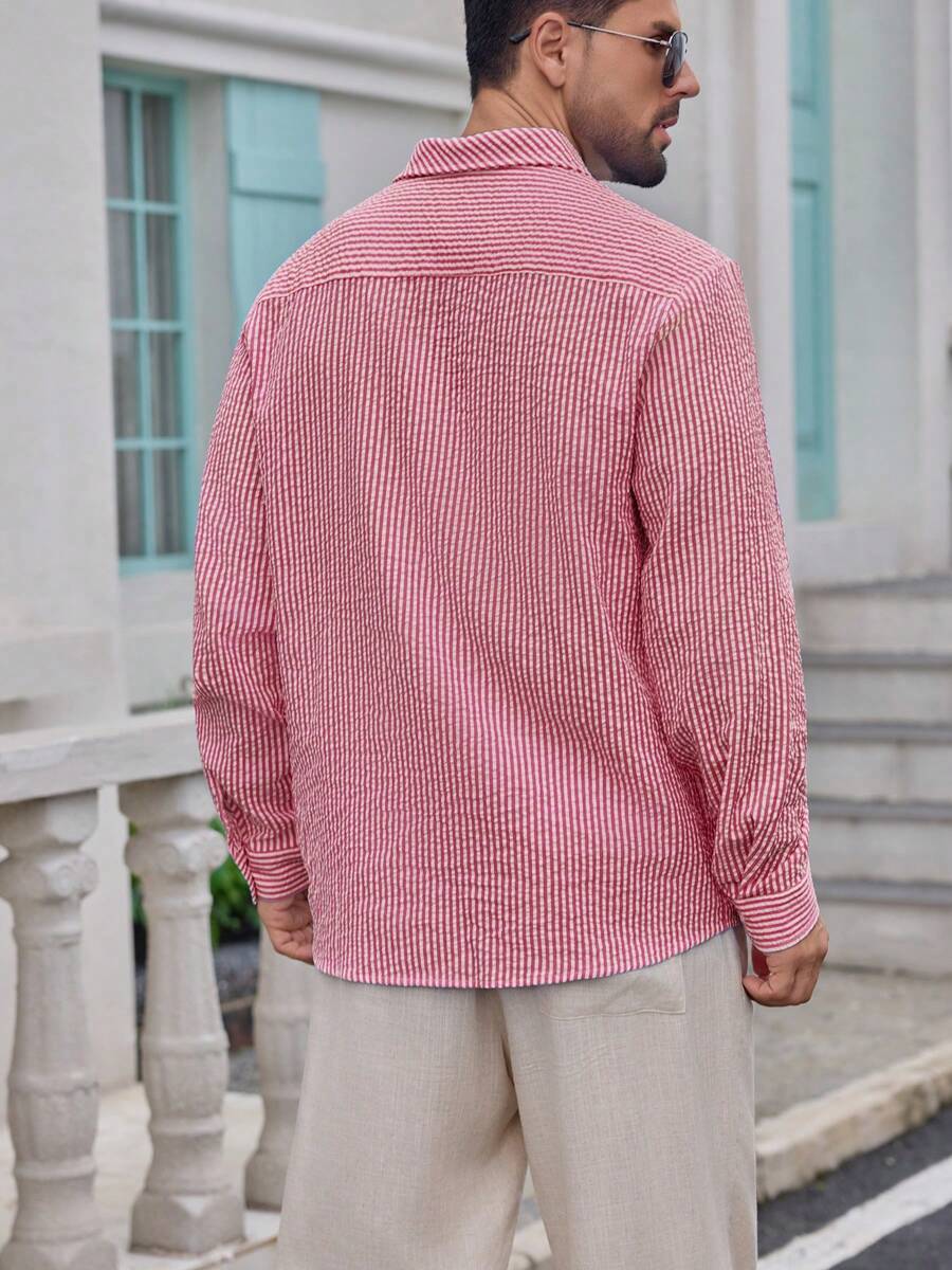 Nico™ – Camicia Casual Uomo in Tessuto Strutturato a Righe