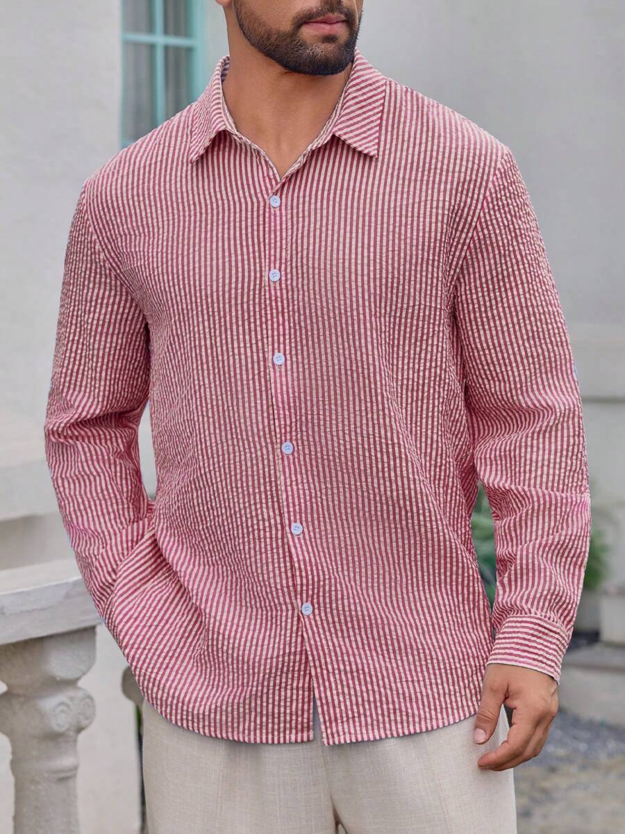 Nico™ – Camicia Casual Uomo in Tessuto Strutturato a Righe