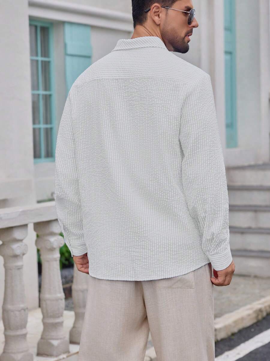 Nico™ – Camicia Casual Uomo in Tessuto Strutturato a Righe