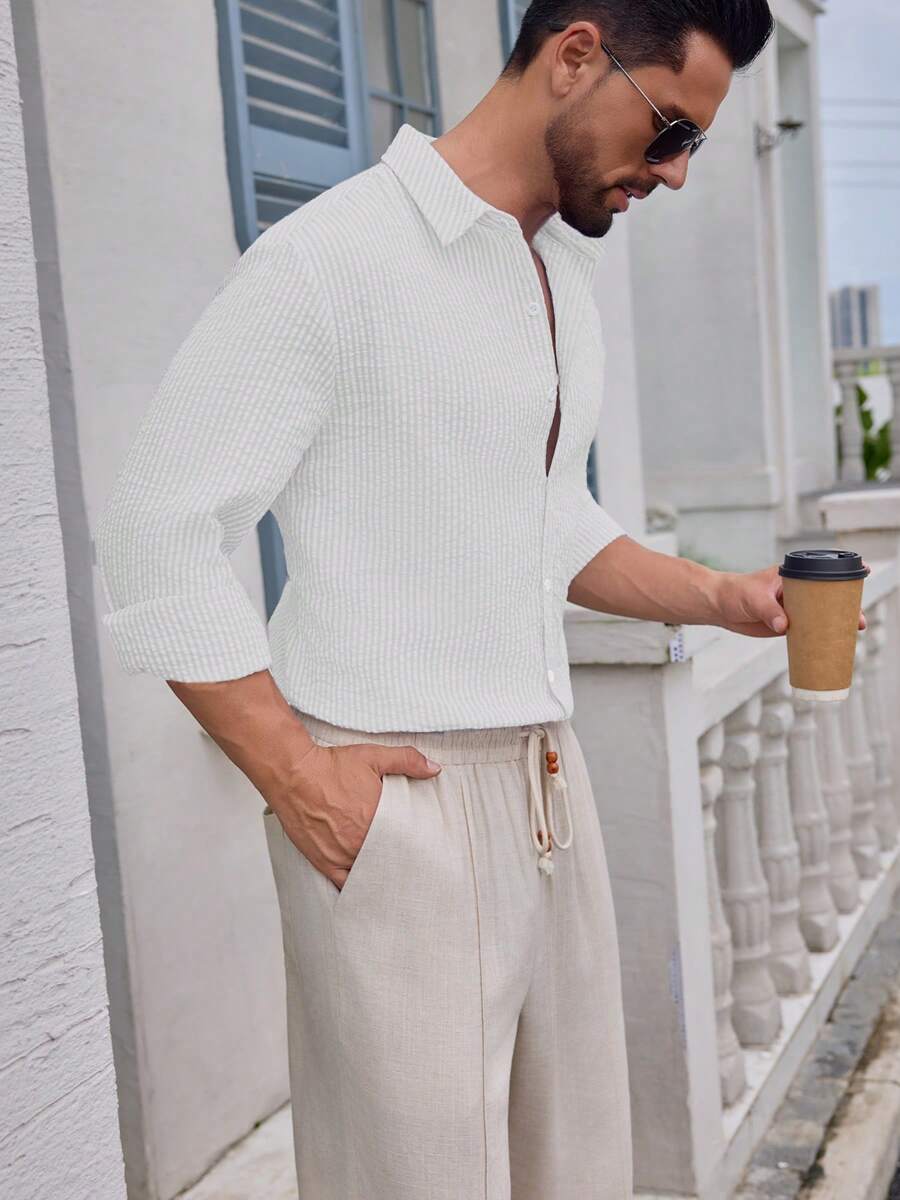 Nico™ – Camicia Casual Uomo in Tessuto Strutturato a Righe