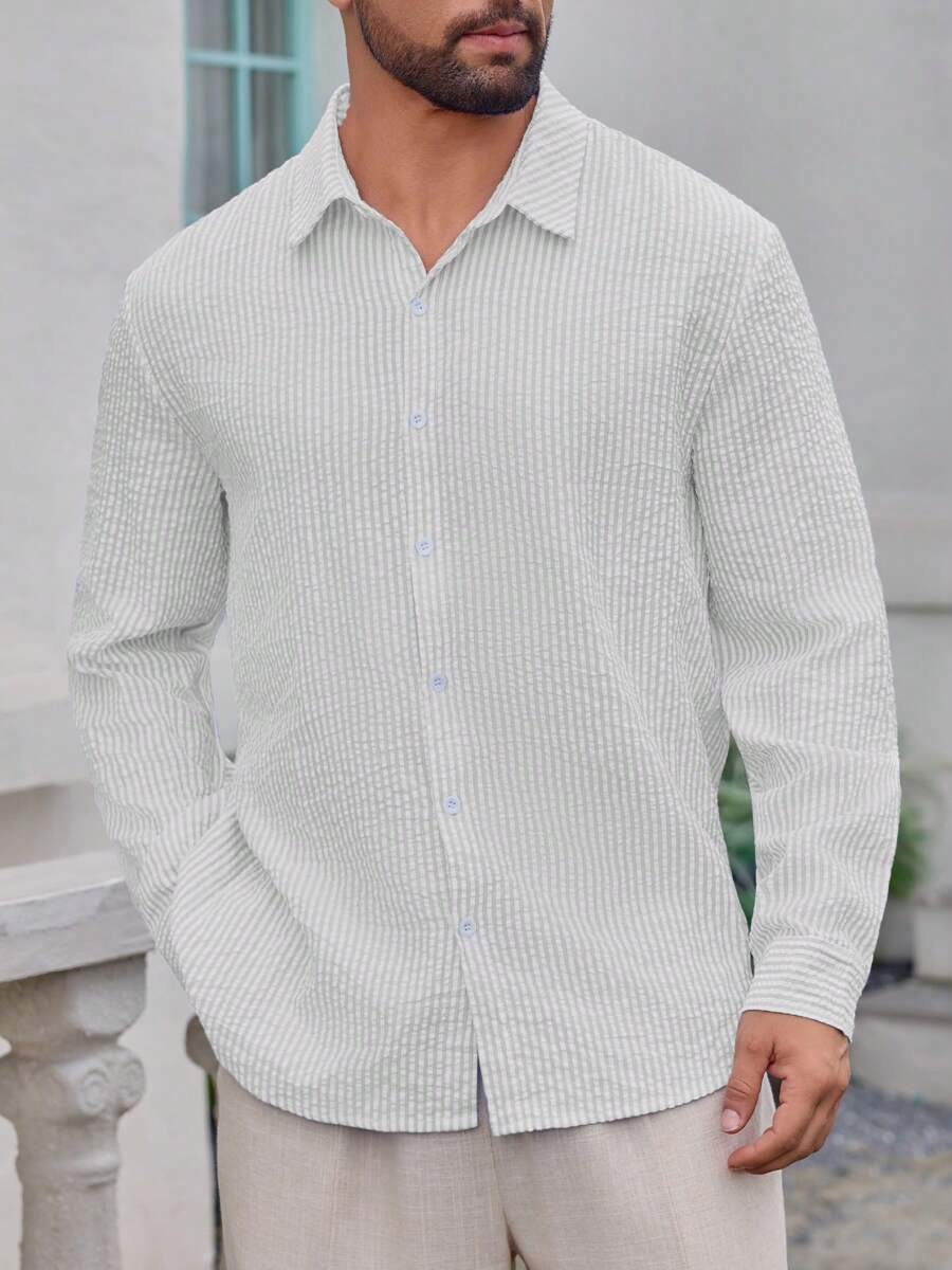 Nico™ – Camicia Casual Uomo in Tessuto Strutturato a Righe