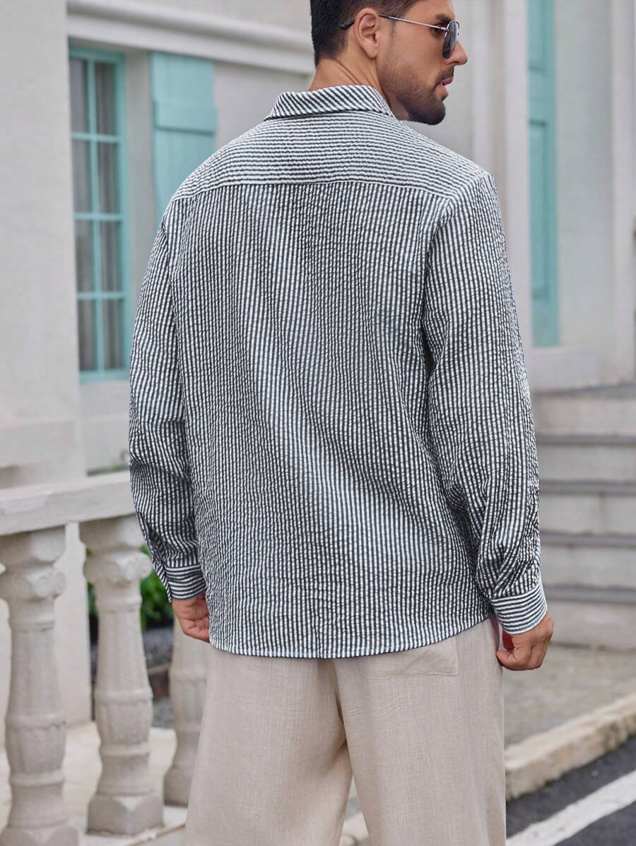 Nico™ – Camicia Casual Uomo in Tessuto Strutturato a Righe