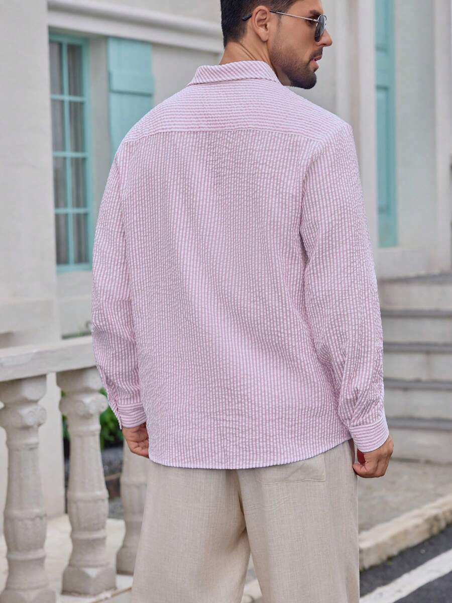 Nico™ – Camicia Casual Uomo in Tessuto Strutturato a Righe