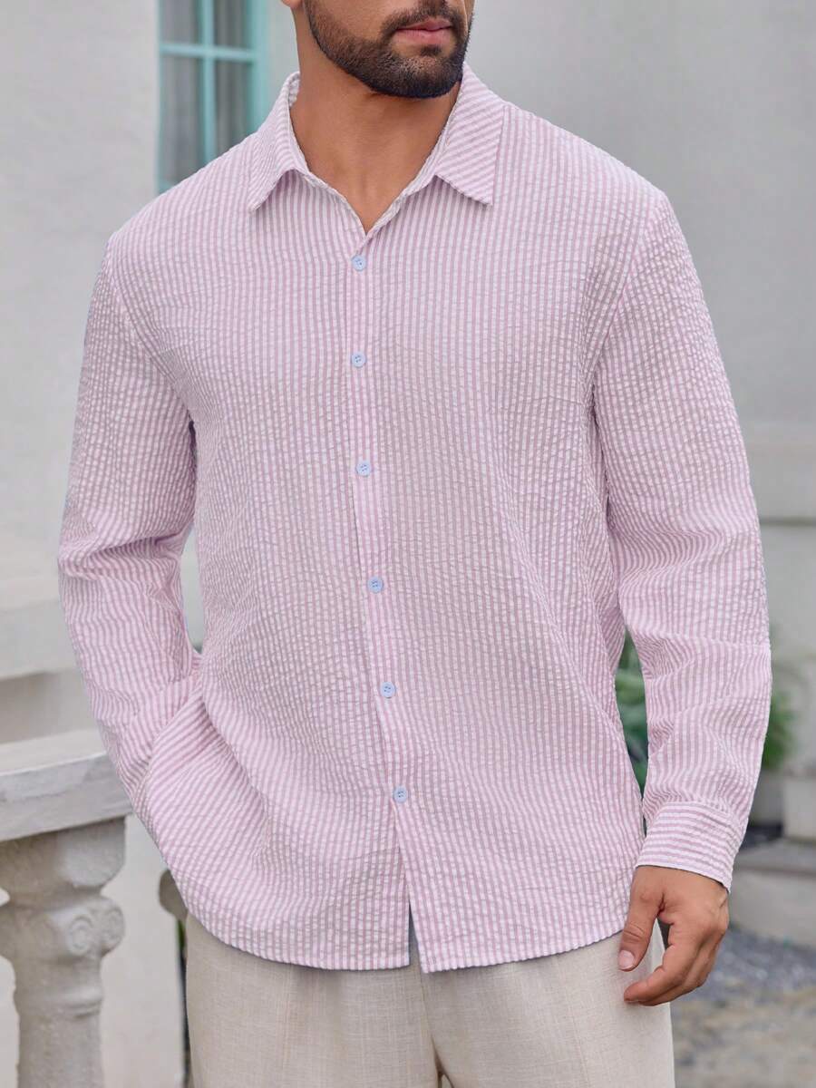 Nico™ – Camicia Casual Uomo in Tessuto Strutturato a Righe