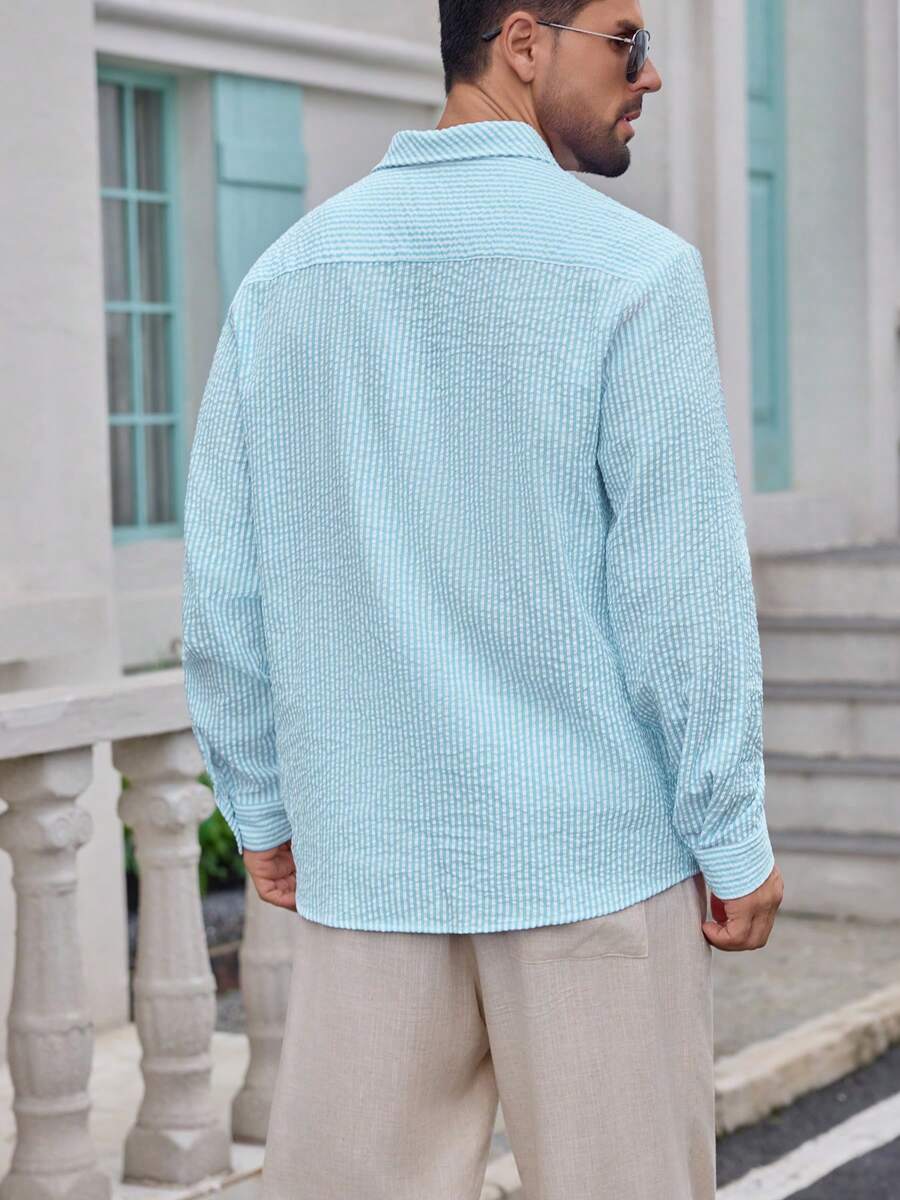 Nico™ – Camicia Casual Uomo in Tessuto Strutturato a Righe