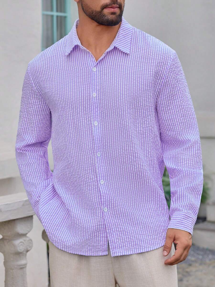 Nico™ – Camicia Casual Uomo in Tessuto Strutturato a Righe