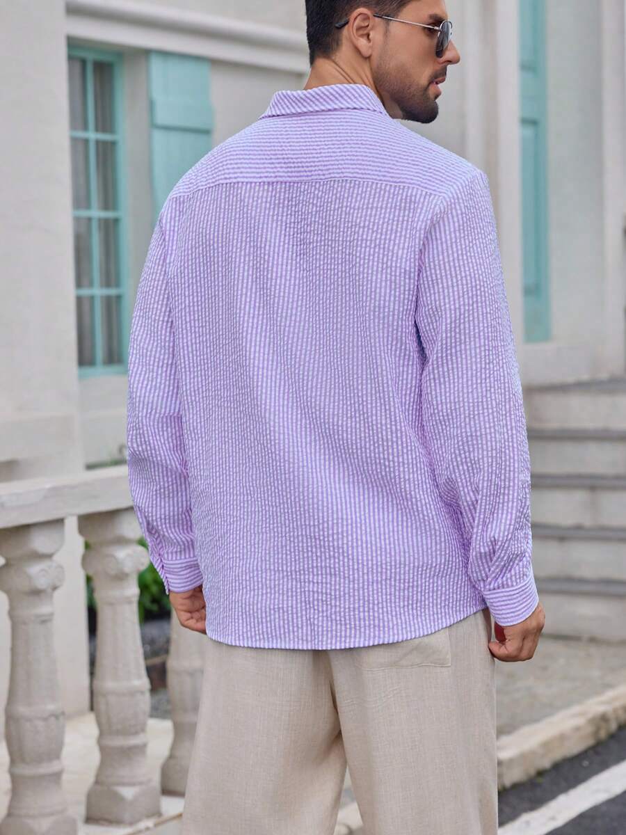 Nico™ – Camicia Casual Uomo in Tessuto Strutturato a Righe