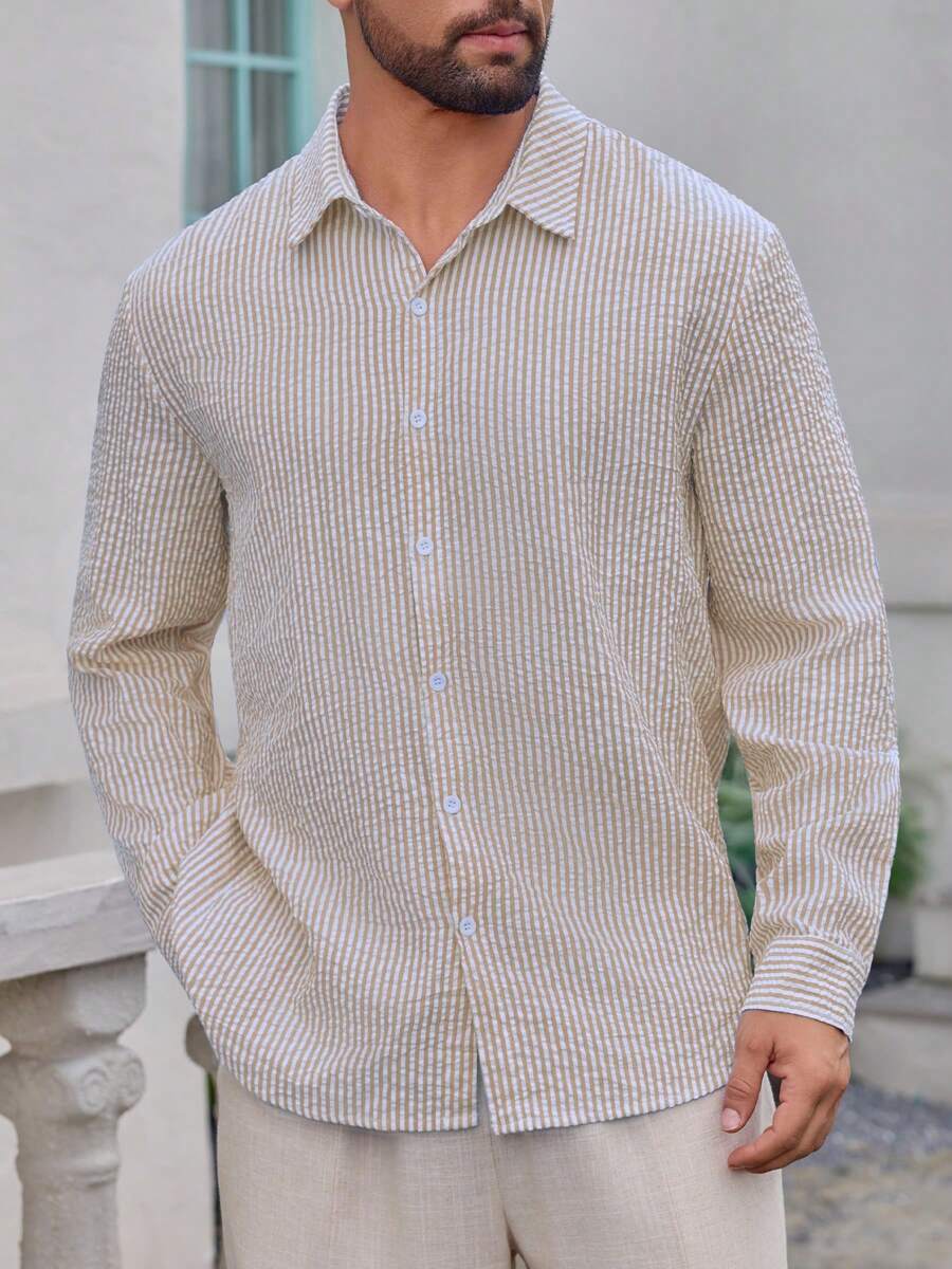 Nico™ – Camicia Casual Uomo in Tessuto Strutturato a Righe