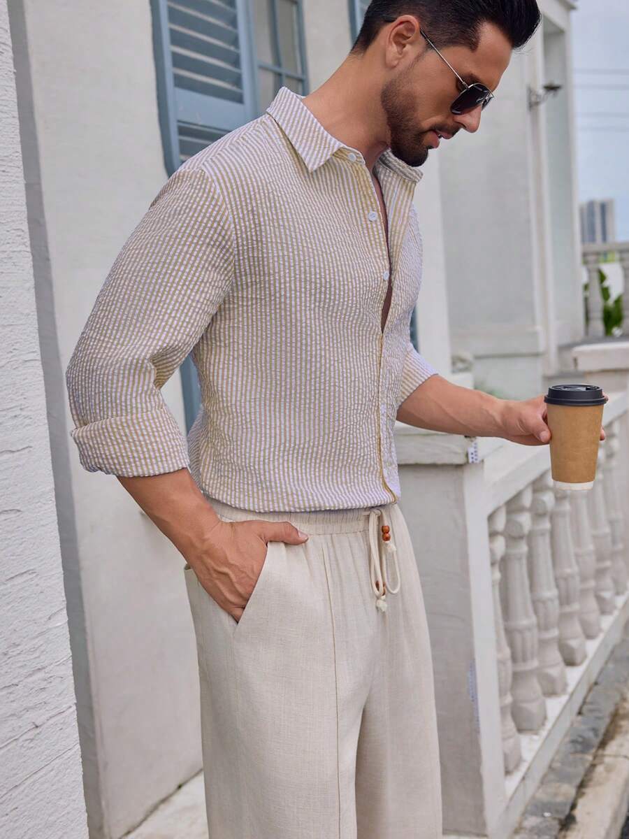 Nico™ – Camicia Casual Uomo in Tessuto Strutturato a Righe