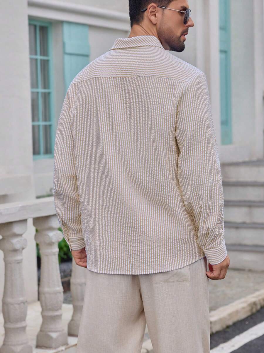 Nico™ – Camicia Casual Uomo in Tessuto Strutturato a Righe