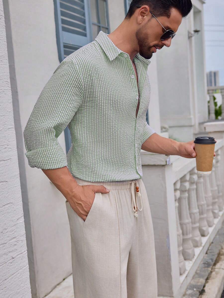 Nico™ – Camicia Casual Uomo in Tessuto Strutturato a Righe