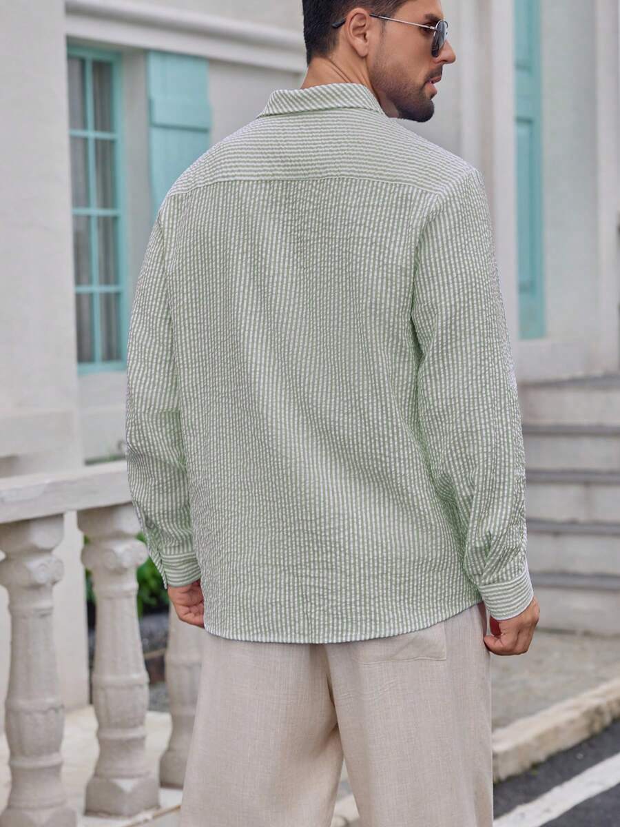 Nico™ – Camicia Casual Uomo in Tessuto Strutturato a Righe