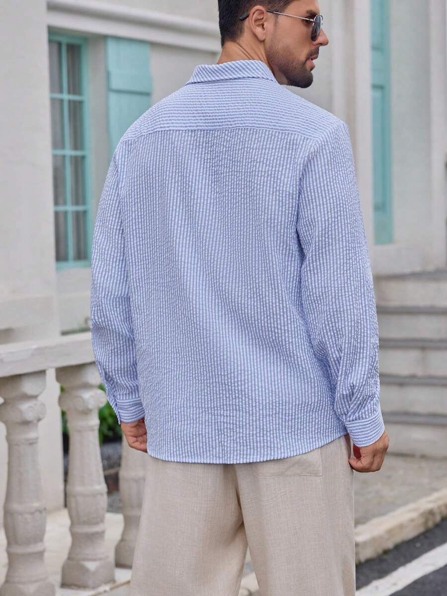Nico™ – Camicia Casual Uomo in Tessuto Strutturato a Righe