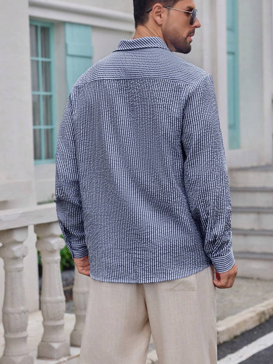 Nico™ – Camicia Casual Uomo in Tessuto Strutturato a Righe