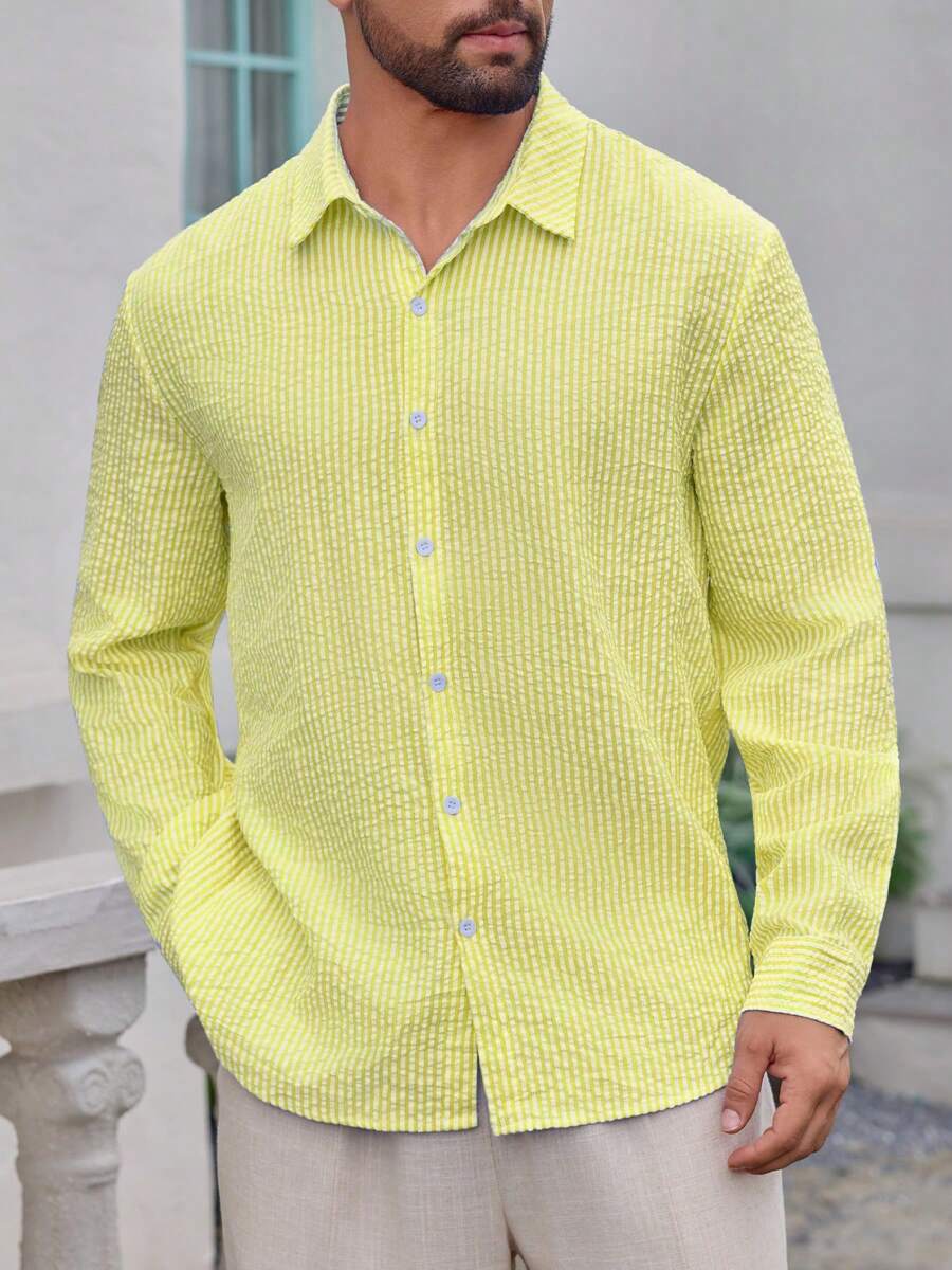 Nico™ – Camicia Casual Uomo in Tessuto Strutturato a Righe