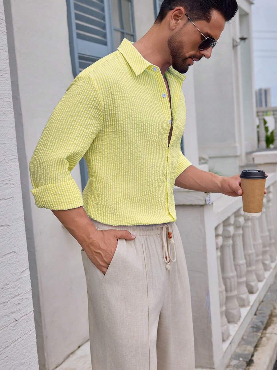 Nico™ – Camicia Casual Uomo in Tessuto Strutturato a Righe