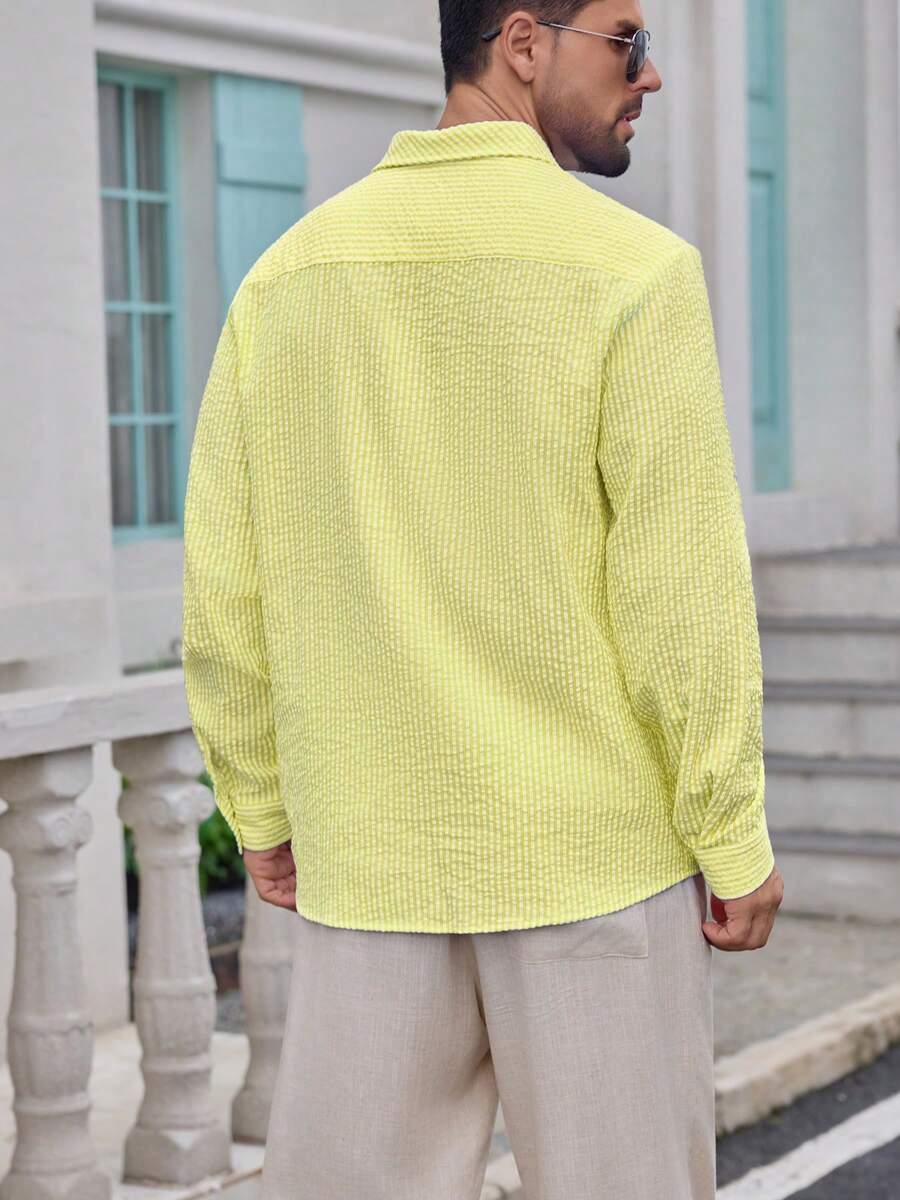 Nico™ – Camicia Casual Uomo in Tessuto Strutturato a Righe