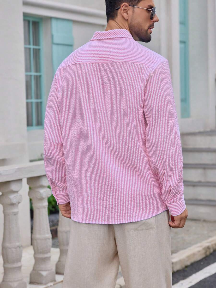 Nico™ – Camicia Casual Uomo in Tessuto Strutturato a Righe