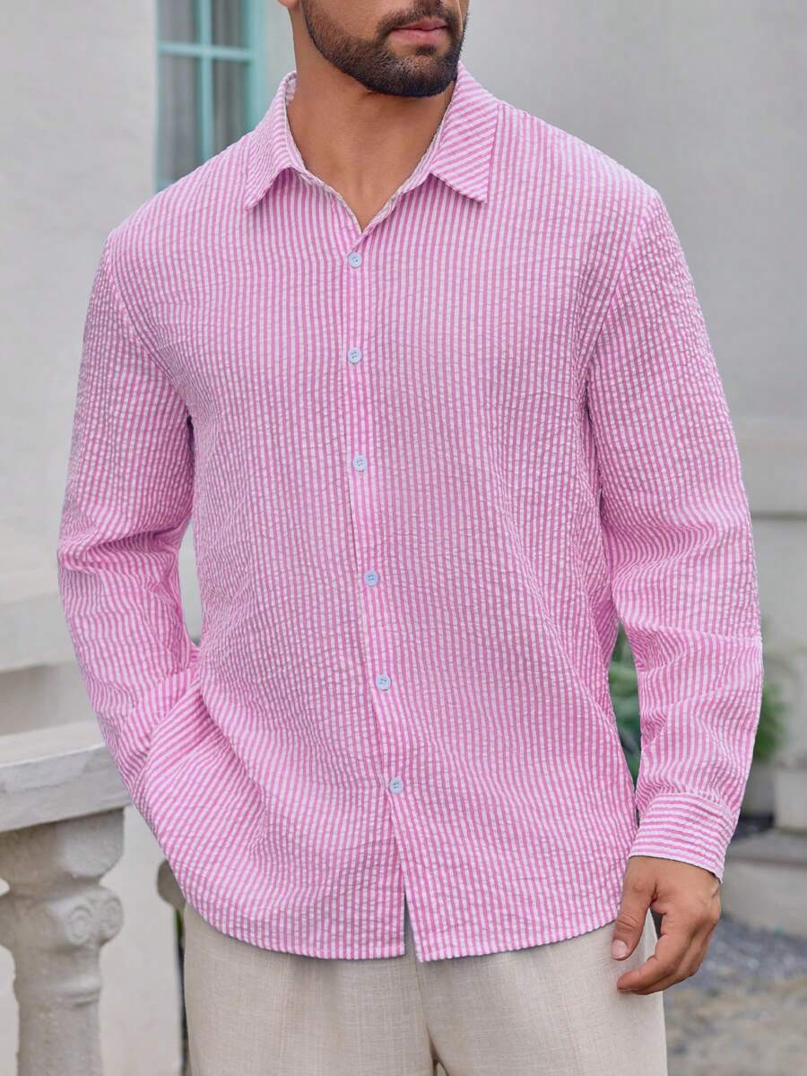 Nico™ – Camicia Casual Uomo in Tessuto Strutturato a Righe