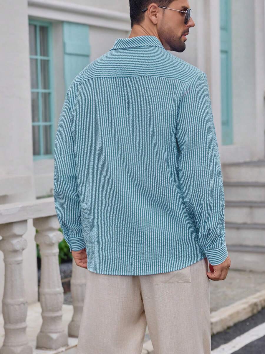 Nico™ – Camicia Casual Uomo in Tessuto Strutturato a Righe
