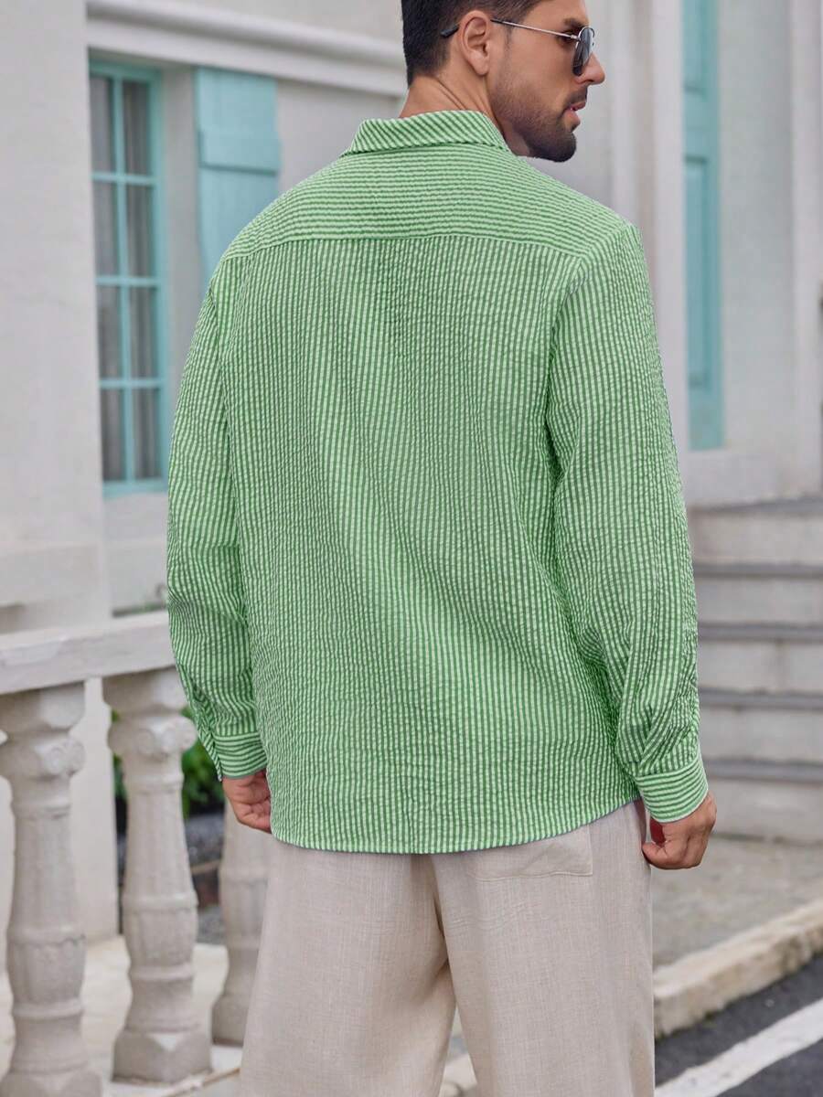 Nico™ – Camicia Casual Uomo in Tessuto Strutturato a Righe