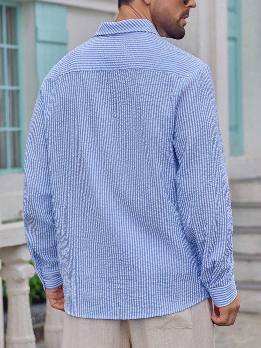 Nico™ – Camicia Casual Uomo in Tessuto Strutturato a Righe