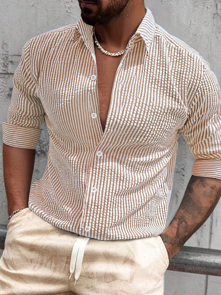 Nico™ – Camicia Casual Uomo in Tessuto Strutturato a Righe