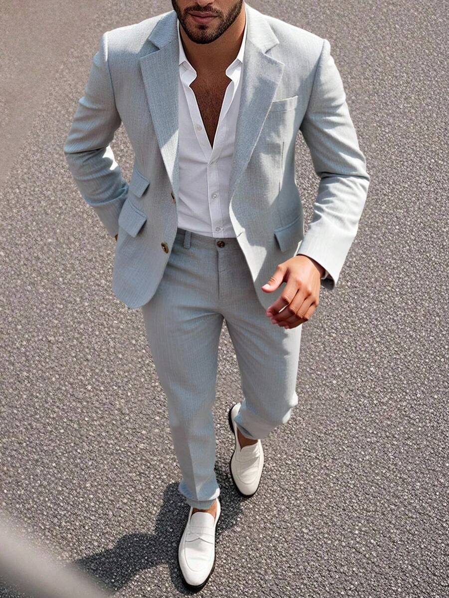 Valerio™ – Completo Uomo Casual con Blazer Monocolore e Pantalone