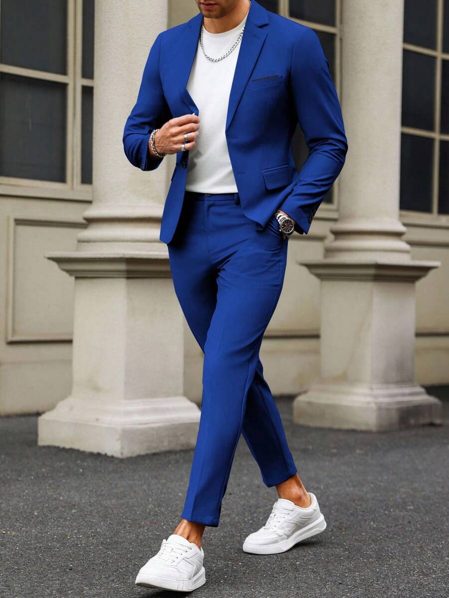 Renzo™ – Completo Uomo con Giacca e Pantalone a Dettaglio Contrastante