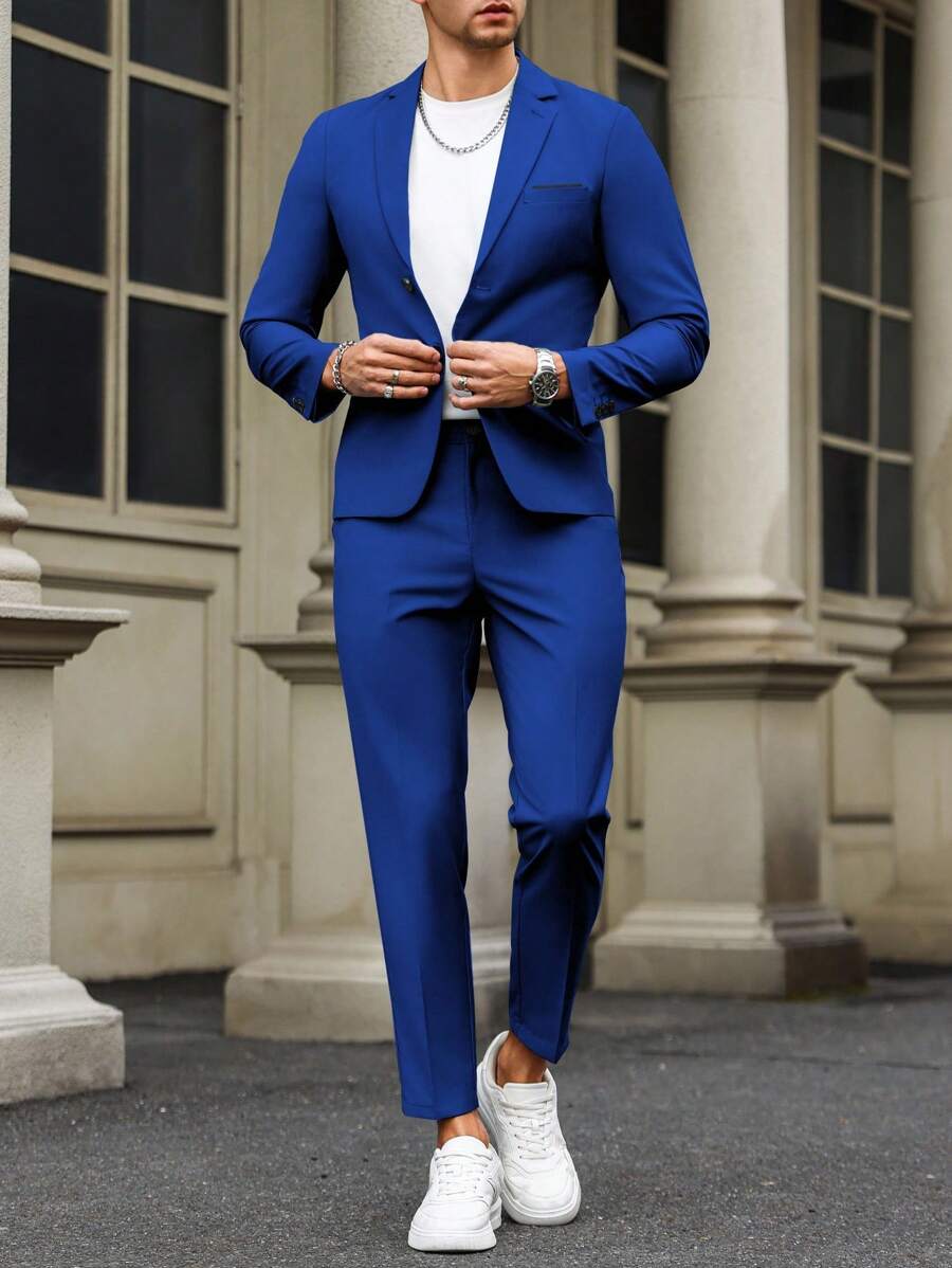 Renzo™ – Completo Uomo con Giacca e Pantalone a Dettaglio Contrastante