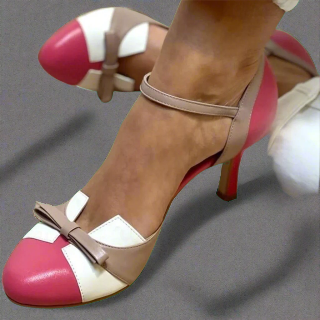 LUCINDA | Décolleté color block élégante avec joli bibelot en ruban