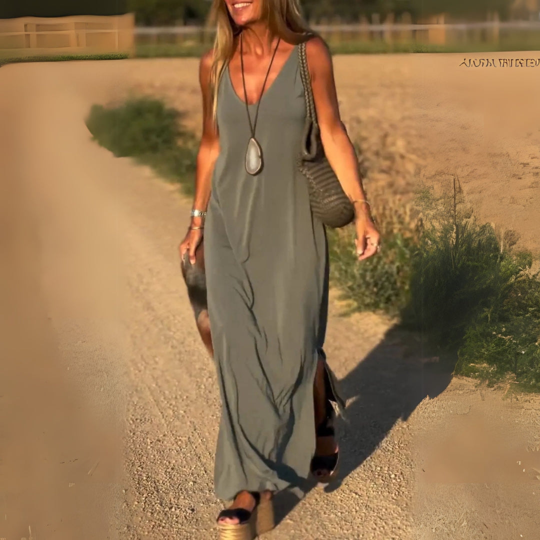 Élyse™ | Elegante Maxidress Senza Maniche con Scollo a V Raffinato