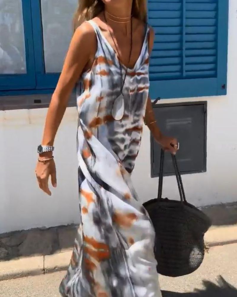 ÉLODIE™ | Abito Estivo Senza Maniche in Raffinato Stile Tie-Dye